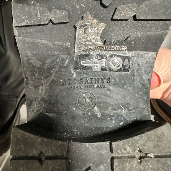 All Saints Front Zipper Combat Boot Black Size 38 - Picture 5 of 5